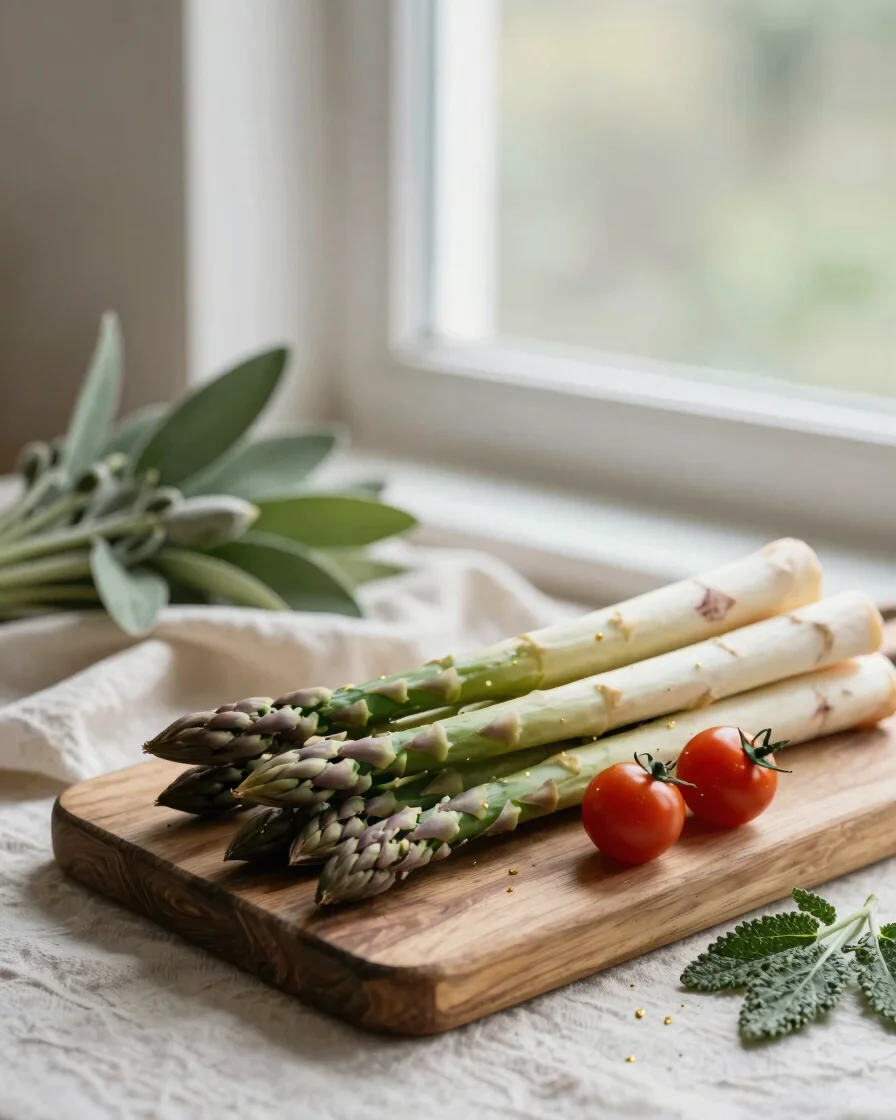 Editorial food photography, soft natural window light, a rustic w